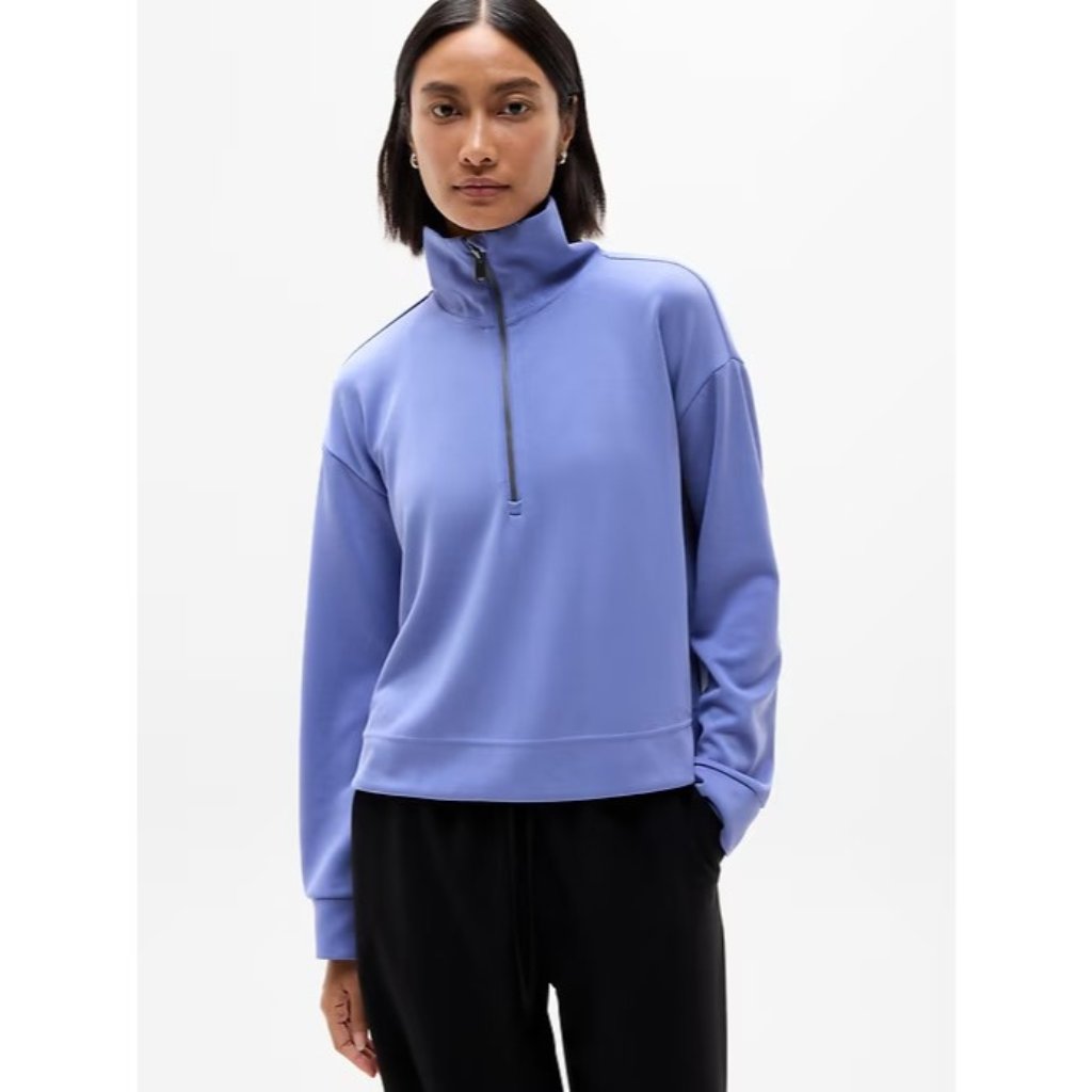 New Athleta M Seasoft 1/4 Zip Sweatshirt Dusk Purple Medium